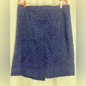 JCrew eyelet pencil skirt. Size 12. Navy.
